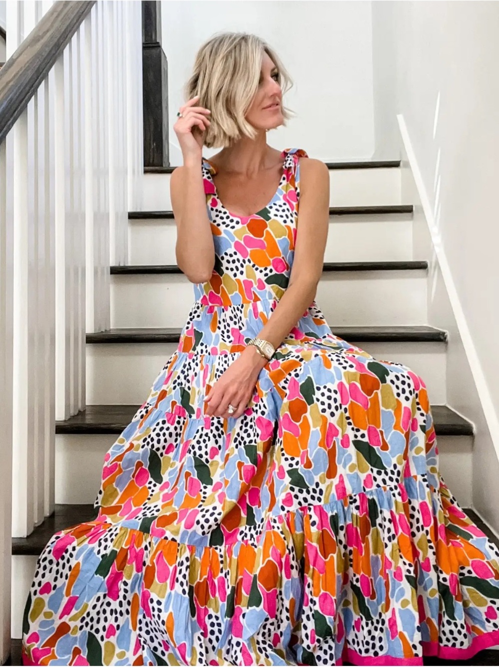 THML multi print maxi with shoulder ties